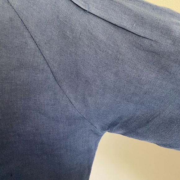 NAVY BLUE LONG 100% LINEN TUNIC / DRESS. Sz M. BOHO/LAGENLOOK. MADE IN ITALY - Picture 4 of 15